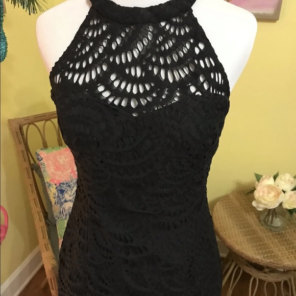 Lilly Pulitzer NWT Kenna Halter Dress Onyx Scalloped Fan Lace Size 0 - Picture 13 of 14